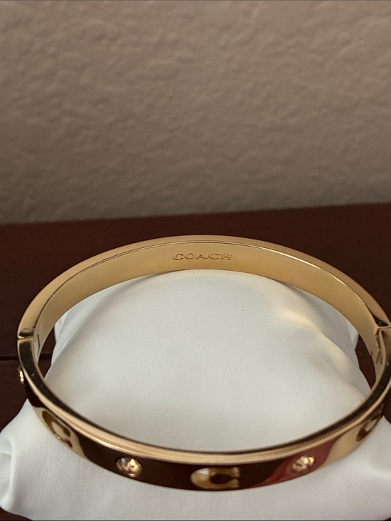 Jewelry - Coach new Gold-Tone Crystal Accent Logo Bangle Bracelet